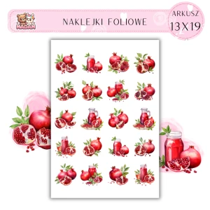 Naklejki Foliowe Granat Owoc 13x19, Madam