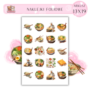 Naklejki Foliowe Azjatyckie Jedzenie Ramen 13x19, Madam