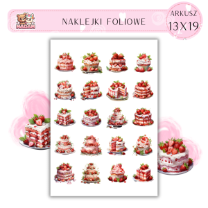 Naklejki Foliowe Truskawkowy Tort Cukiernia 13x19, Madam