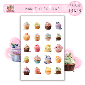 Naklejki Foliowe Babeczki Ciastka Cukiernia 13x19, Madam