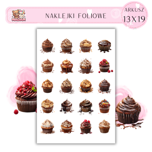 Naklejki Foliowe Babeczki Ciastka Cukiernia 13x19, Madam