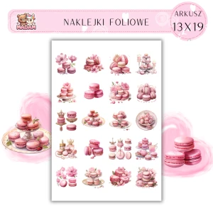 Naklejki Foliowe Różowe Makaroniki Ciasteczka 13x19, Madam