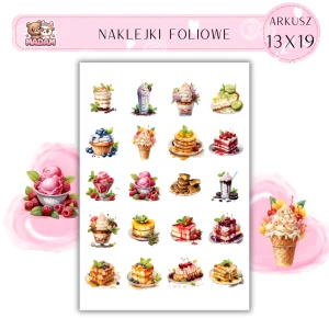 Naklejki Foliowe Słodkie Desery Cukiernia 13x19, Madam