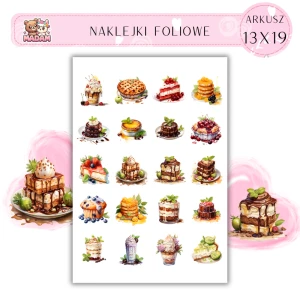 Naklejki Foliowe Słodkie Desery Cukiernia 13x19, Madam