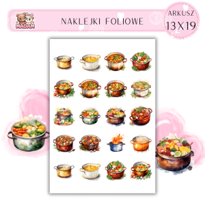 Naklejki Foliowe Gotowanie Kuchnia Garnki 13x19, Madam