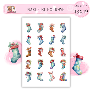 Naklejki Foliowe Boże Narodzenie Skarpety 13x19, Madam
