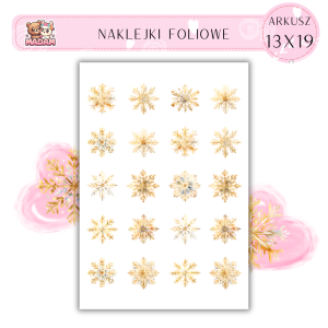 Naklejki Foliowe Złote Śnieżynki 13x19, Madam