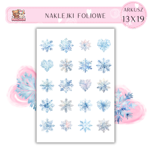 Naklejki Foliowe Niebieskie Śnieżynki 13x19, Madam
