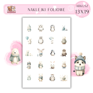 Naklejki Foliowe Zimowe Zwierzaki 13x19, Madam
