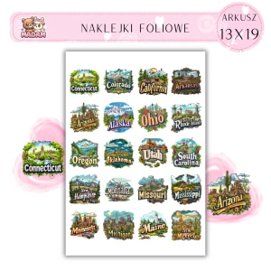 Naklejki Foliowe Stany USA 13x19, Madam