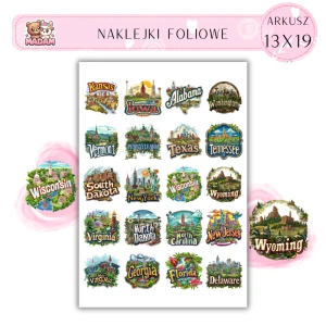 Naklejki Foliowe Stany USA 13x19, Madam
