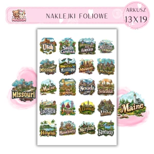 Naklejki Foliowe Stany USA 13x19, Madam