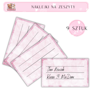 Naklejki do opisywania na zeszyty Marmur 9 sztuk, MaDam