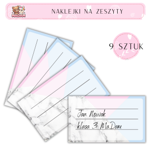 Naklejki do opisywania na zeszyty Marmur 9 sztuk, MaDam