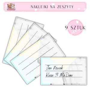 Naklejki do opisywania na zeszyty Marmur 9 sztuk, MaDam