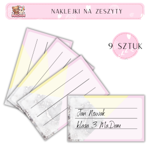 Naklejki do opisywania na zeszyty Marmur 9 sztuk, MaDam