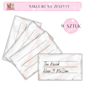 Naklejki do opisywania na zeszyty Marmur 9 sztuk, MaDam