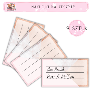 Naklejki do opisywania na zeszyty Marmur 9 sztuk, MaDam