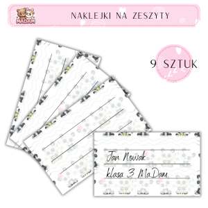 Naklejki do opisywania na zeszyty Panda 9 sztuk, MaDam