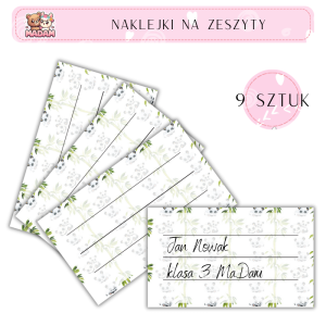 Naklejki do opisywania na zeszyty Panda 9 sztuk, MaDam