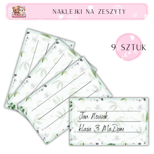 Naklejki do opisywania na zeszyty Panda 9 sztuk, MaDam