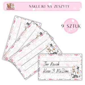 Naklejki do opisywania na zeszyty Zwierzaki 9 sztuk, MaDam