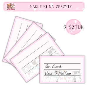 Naklejki do opisywania na zeszyty Koty 9 sztuk, MaDam
