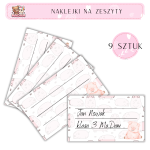 Naklejki do opisywania na zeszyty Świnka 9 sztuk, MaDam