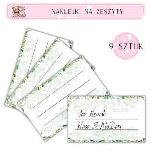 Naklejki do opisywania na zeszyty Liście 9 sztuk, MaDam