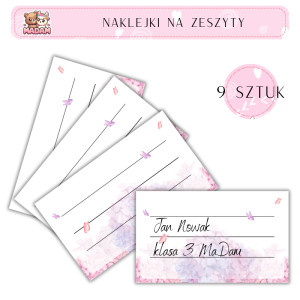 Naklejki do opisywania na zeszyty Kwiaty 9 sztuk, MaDam