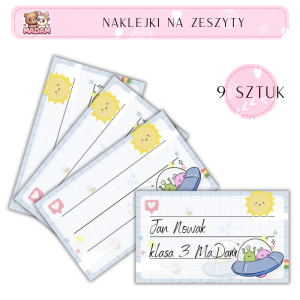 Naklejki do opisywania na zeszyty Ufo 9 sztuk, MaDam