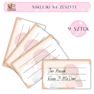 Naklejki do opisywania na zeszyty Love 9 sztuk, MaDam