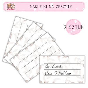 Naklejki do opisywania na zeszyty Liście 9 sztuk, MaDam
