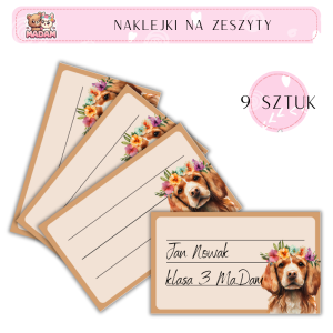 Naklejki do opisywania na zeszyty Pies 9 sztuk, MaDam