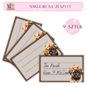 Naklejki do opisywania na zeszyty Pies 9 sztuk, MaDam