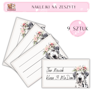 Naklejki do opisywania na zeszyty Pies 9 sztuk, MaDam