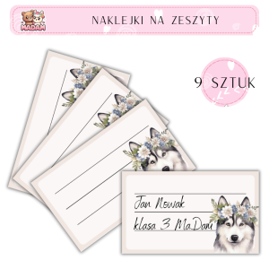 Naklejki do opisywania na zeszyty Pies 9 sztuk, MaDam