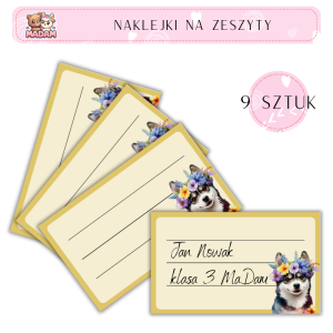 Naklejki do opisywania na zeszyty Pies 9 sztuk, MaDam