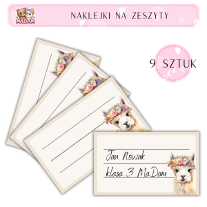 Naklejki do opisywania na zeszyty Lama 9 sztuk, MaDam