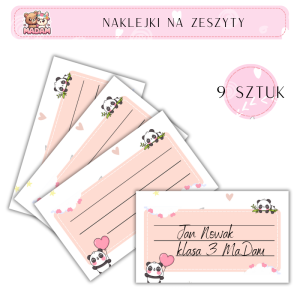 Naklejki do opisywania na zeszyty Panda 9 sztuk, MaDam