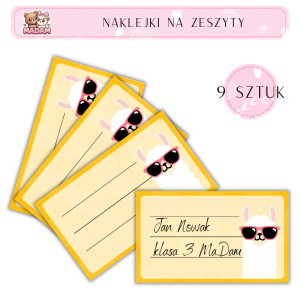 Naklejki do opisywania na zeszyty Lama 9 sztuk, MaDam