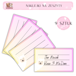 Naklejki do opisywania na zeszyty Lama 9 sztuk, MaDam