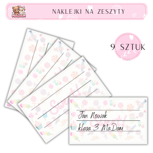 Naklejki do opisywania na zeszyty Sweet 9 sztuk, MaDam