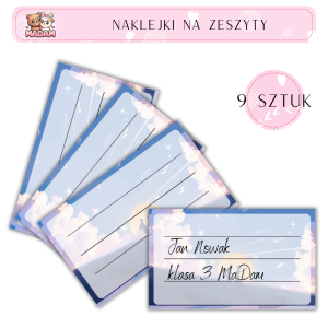 Naklejki do opisywania na zeszyty Zachód Słońca 9 sztuk, MaDam