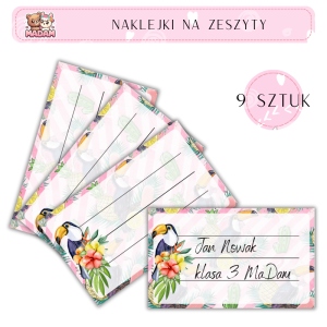 Naklejki do opisywania na zeszyty Tukan 9 sztuk, MaDam