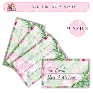 Naklejki do opisywania na zeszyty Monstera Jungle 9 sztuk, MaDam