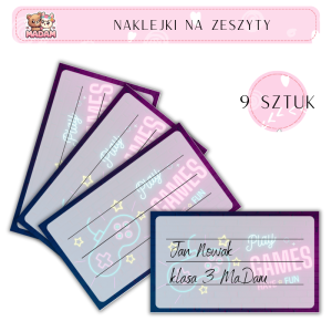 Naklejki do opisywania na zeszyty Play Games 9 sztuk, MaDam