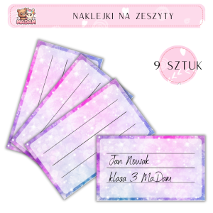 Naklejki do opisywania na zeszyty Ombre 9 sztuk, MaDam