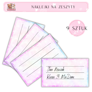 Naklejki do opisywania na zeszyty Ombre 9 sztuk, MaDam
