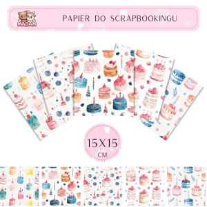 Papier do scrapbookingu Urodziny 15x15, MaDam